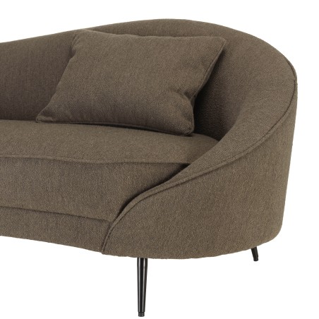 LEOPOLD - Bank 3 zits taupe bouclé stof gebogen rugleuning metalen poten LEOPOLD